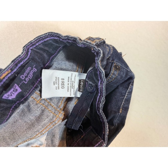 Levis Girls Dark Wash Denim Legging Jeans - Adjustable Waist, Size 8 Regular - Picture 3 of 3